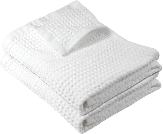 GILDEN TREE Waffle Hand Towels for Bathroom Quick Dry Towel Super Absorbent Thin 100% Cotton Hand Towels Lint Free, Hand Towels for Bathroom Set of 2, Classic Style (White)