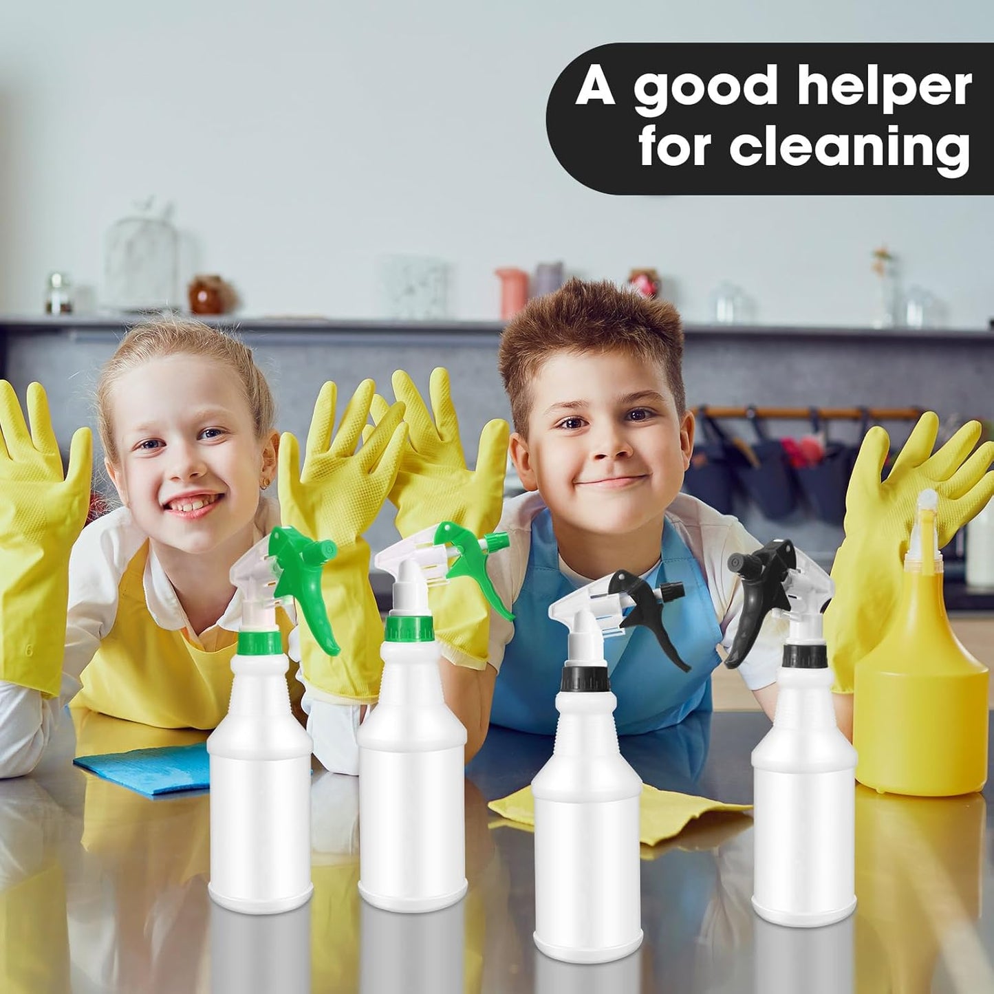 Eccliy 12 Pcs 16 Oz Plastic Spray Bottle, Adjustable Empty Reusable Sprayer for Cleaning, Planting, Water, Bathroom and Kitchen, BBQ, Commercial and Residential(Black, Green,Original)