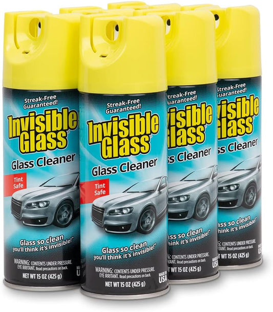 Invisible Glass 91163-6PK Premium Aerosol Glass and Window Cleaner for Auto and Home, Streak-Free, Ammonia-Free, Tint-Safe, 15 oz (Pack of 6)