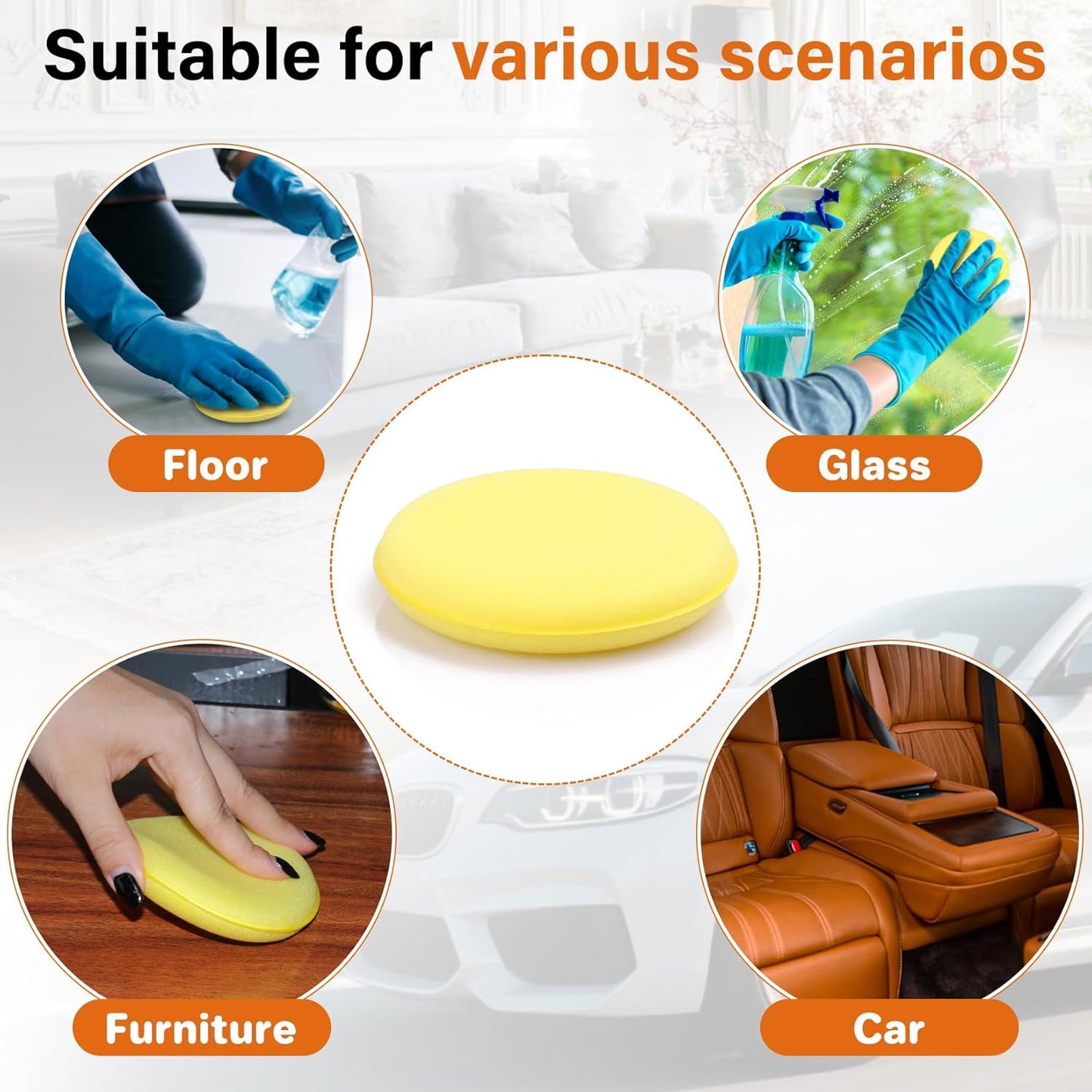 psler Foam Car Wax Applicator Pad Foam Applicator Pads Detailing Round 4 inch Polishing Sponges for Car Wax Applicator Pad 24 Pack-Yellow