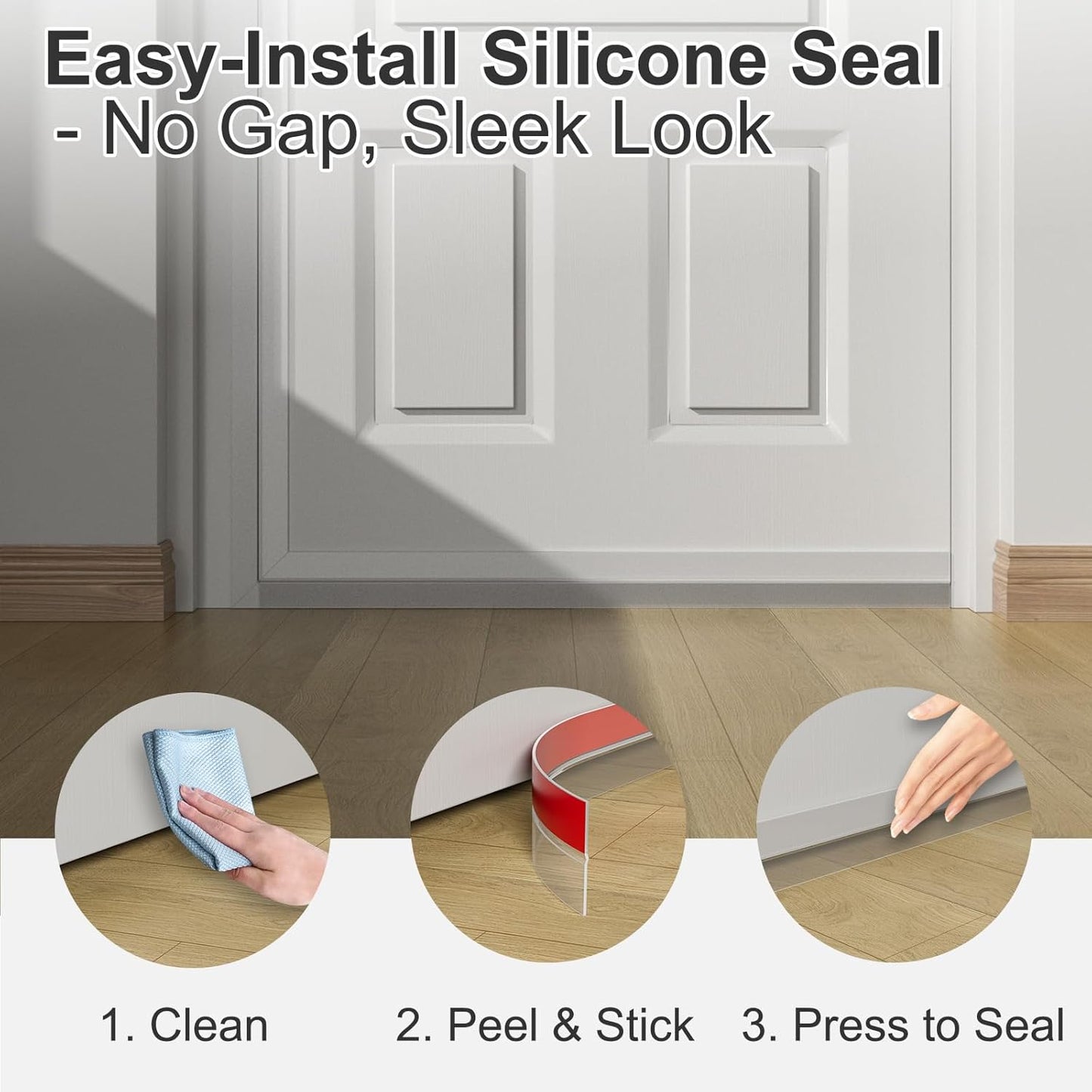 Heavy-Duty 20 ft x 2 in Weather Stripping, Extra Thick 2mm Door Draft Stopper Silicone Seal Strip for House and Glass Shower Doors for Collision and Side Gaps of Door and Windows, Clear