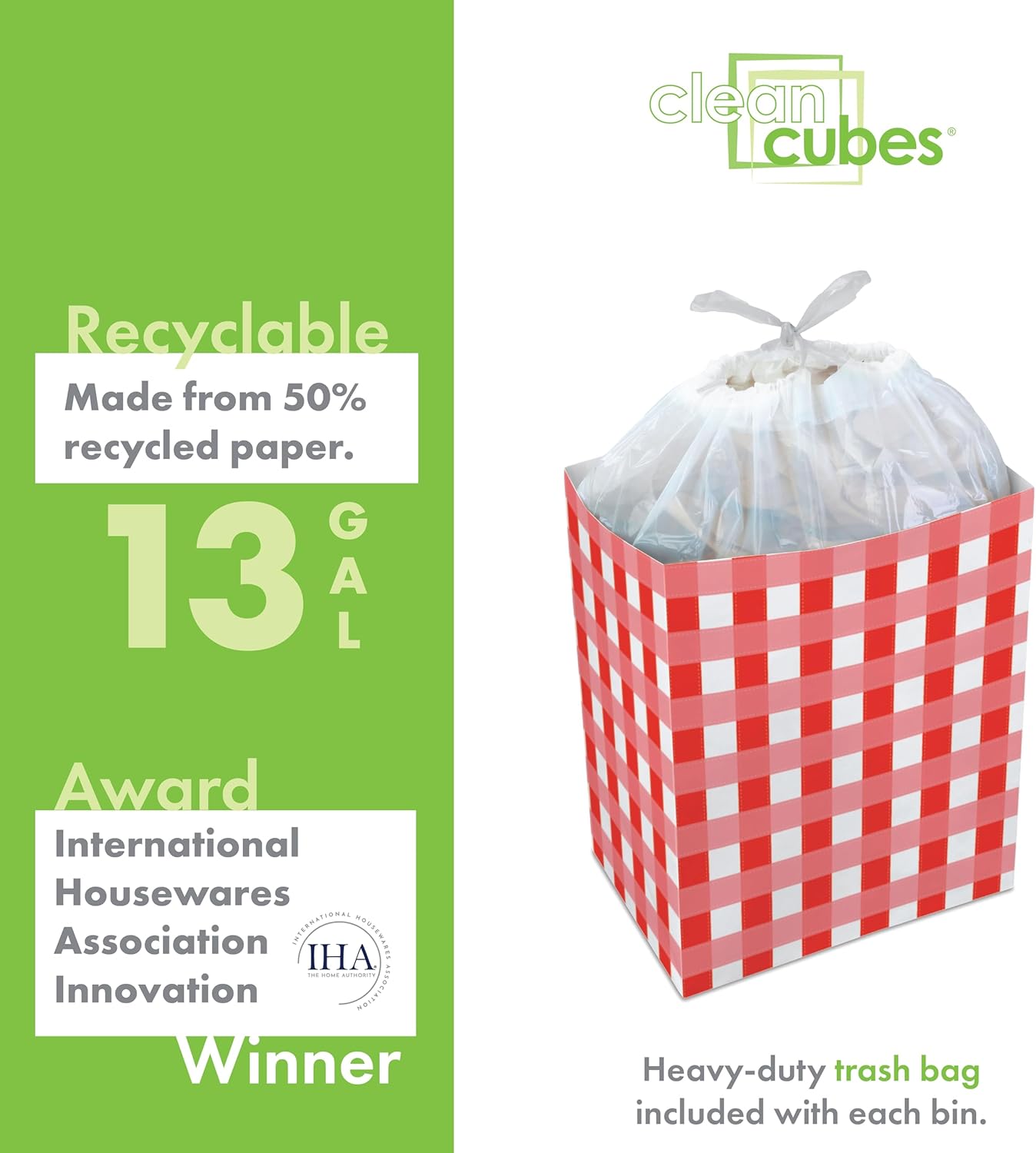 13 Gallon Disposable Pop-Up Trash Cans (3-Pack) with Fitted Bags – Foldable Garbage & Recycling Bins for Parties, Events & Kitchen (Picnic, 17" H x 13.5" W x 10" D)