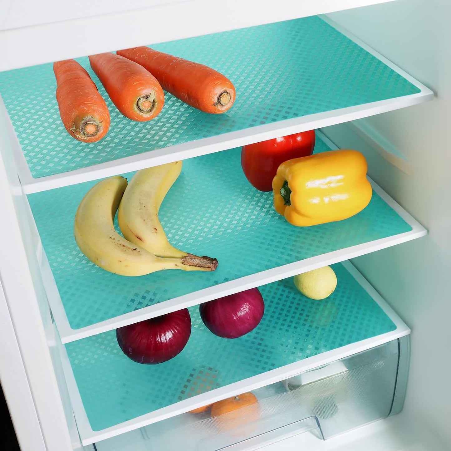 Blue Shelf Liners for Kitchen Cabinets Refrigerator Liners Waterproof & Oil-Proof Kitchen Cupboard Liner Drawer Mats EVA Material Non Adhesive Fridge Liner for Shelves 23.6 x 78.7 Inches