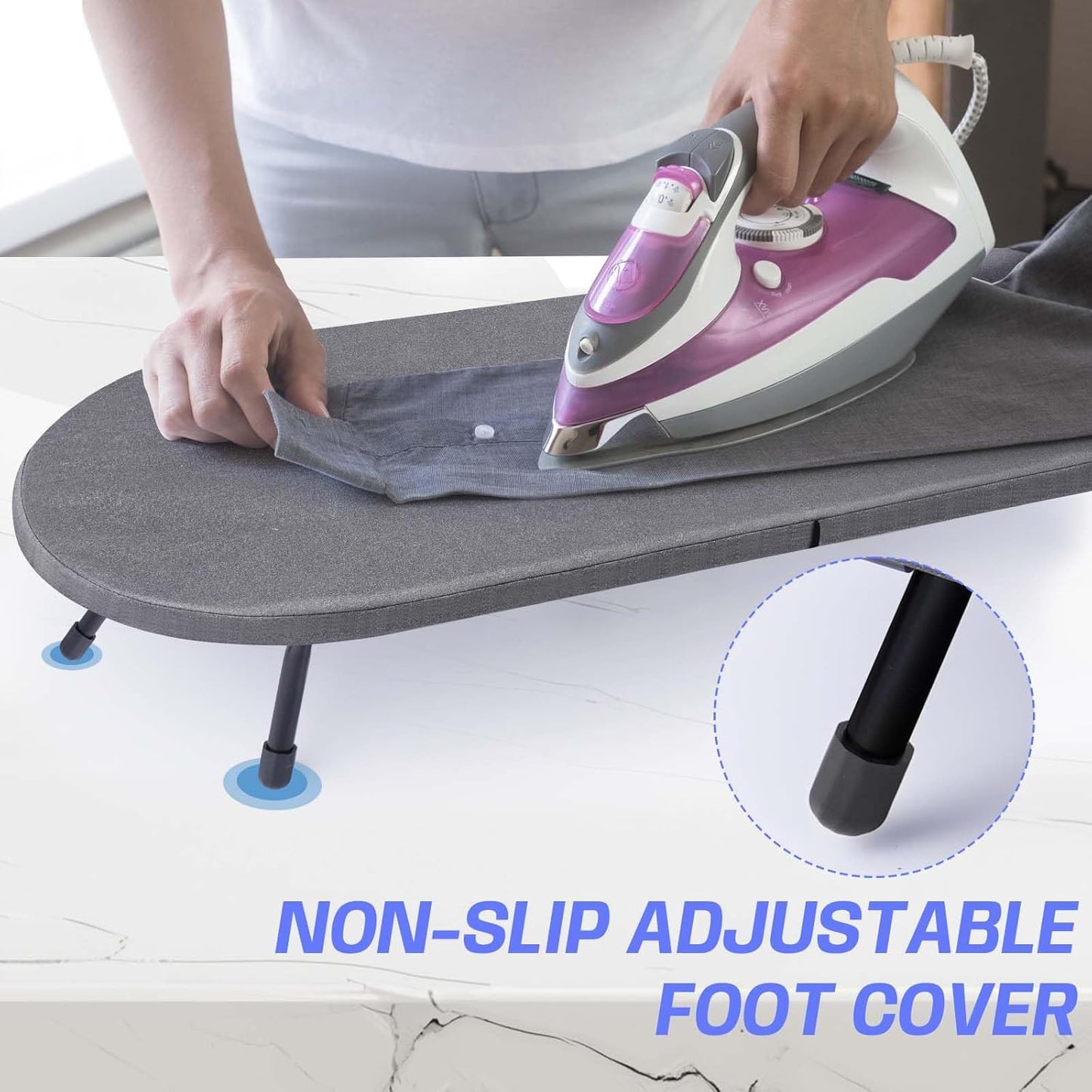 Tabletop Ironing Board with Iron Rest, Metal Mesh Panel Mini Ironing Board with Heat Resistant Cover, Portable Small Iron Board Foldable for Dorms, Apartment and Travel, 32" x12'', Black