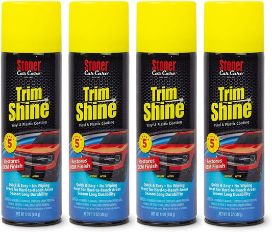 Stoner Car Care 91034-4PK Trim Shine – Vinyl and Plastic Protectant for Interior and Exterior Detailing, Restores OEM Color, Adds Shine, UV and Water Protection – 12 oz (Pack of 4)