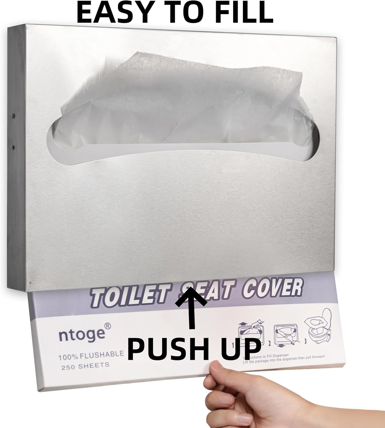 2 Pack Toilet Seat Cover Dispenser,Commercial Stainless Steel Brushed Toilet Seat Cover Holder for Disposable Toilet Seat Covers Wall Mount for Bathroom Restroom