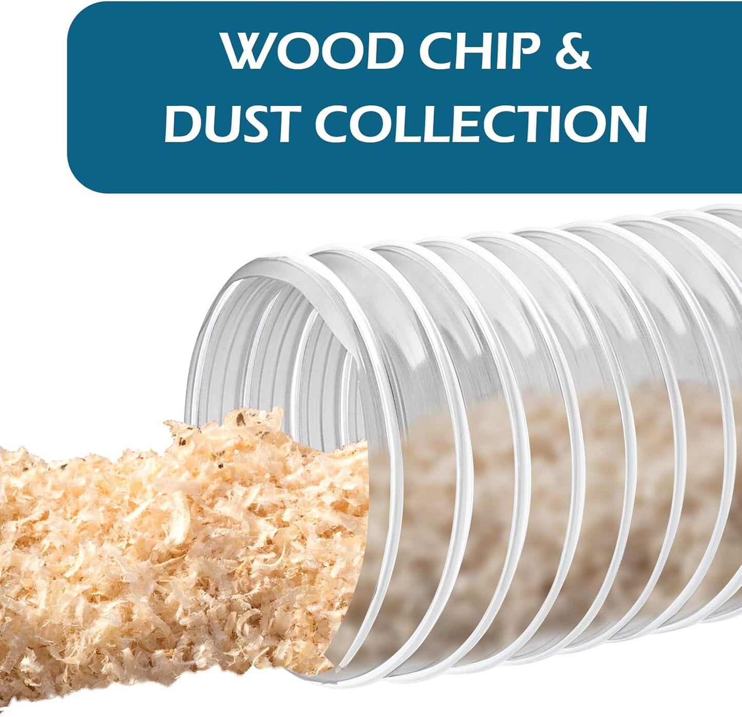 Qucship 2-1/2" x 10' Heavy-Duty PVC Dust Collection Hose, Puncture-Resistant, Flexible Clear PVC Fume Hose with Carbon Steel Wire Coil for Dust Collection Systems