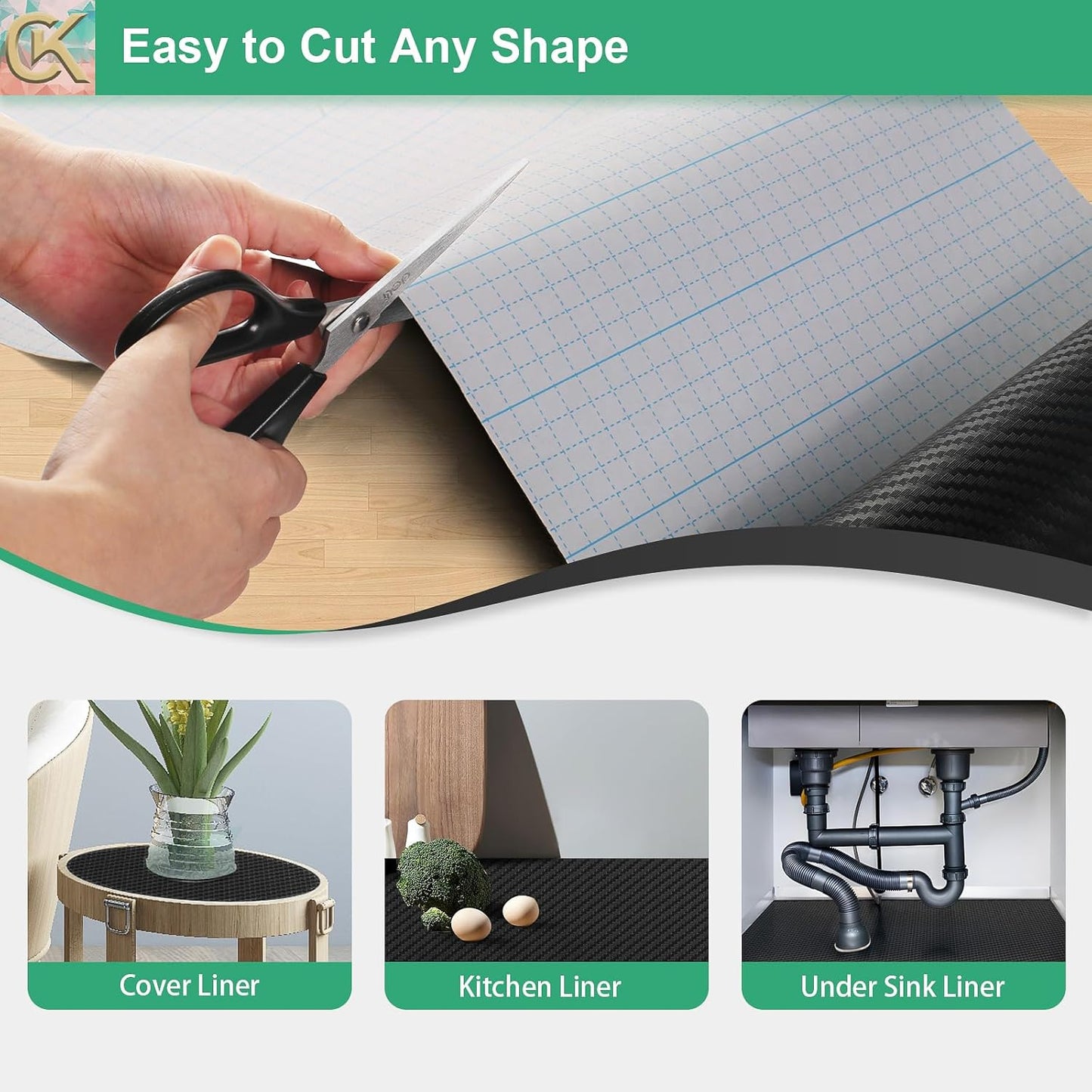 Self-Adhesive Shelf Liner Kitchen Liner, Waterproof Backed Paper Easy Peel and Stick Contact Liner Without Residue for Decor Your Desk Surface, Kitchen Countertops (Black, 23.6 x 393.7 inches)