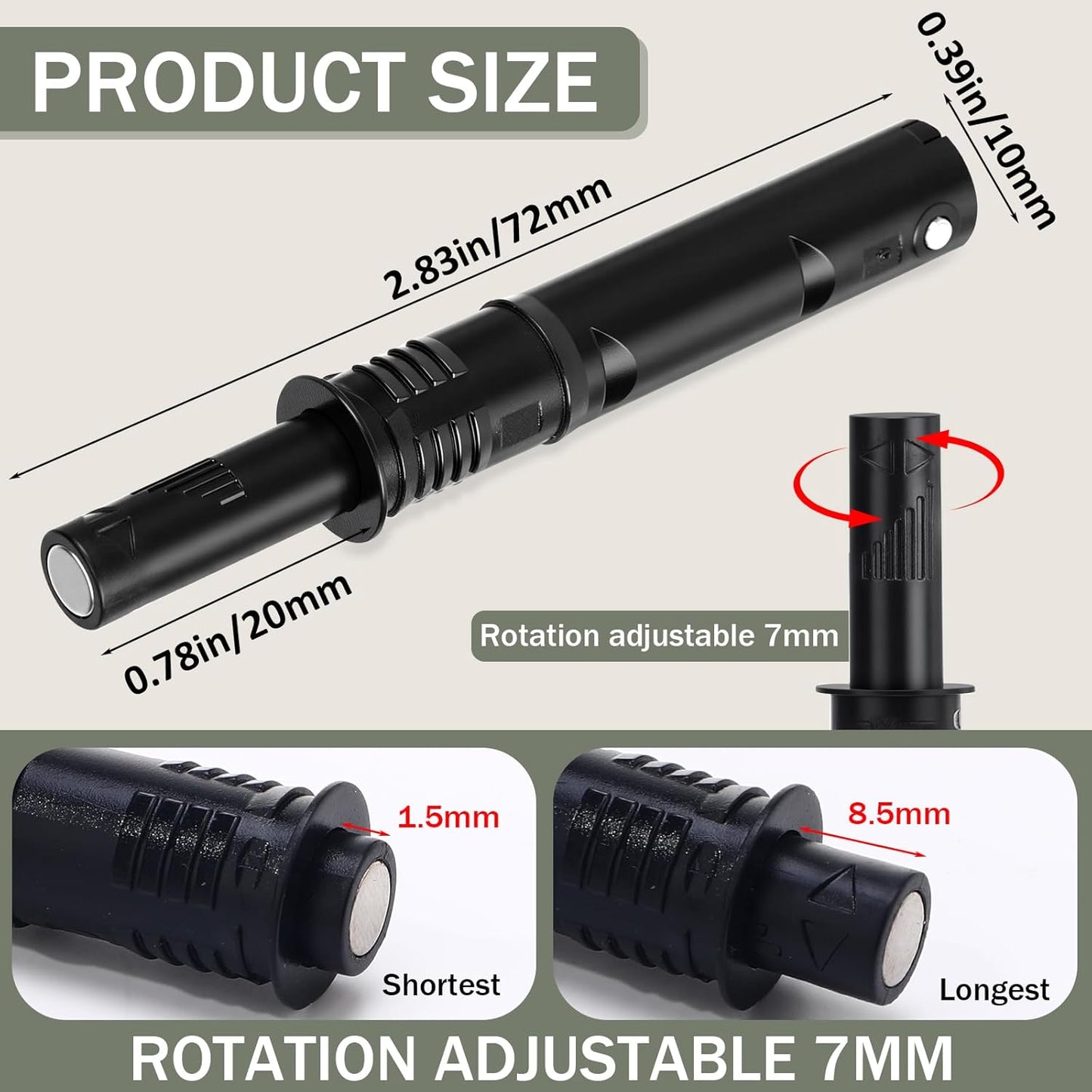 Lounsweer 50 Pack Magnetic Push Latches for Cabinet Door 2.87 Inches Short Push to Open Cabinet Hardware Pop up Lock Magnetic Latch for Closet Cupboard Wine Rack Dresser Drawer Sliding Door (Black)