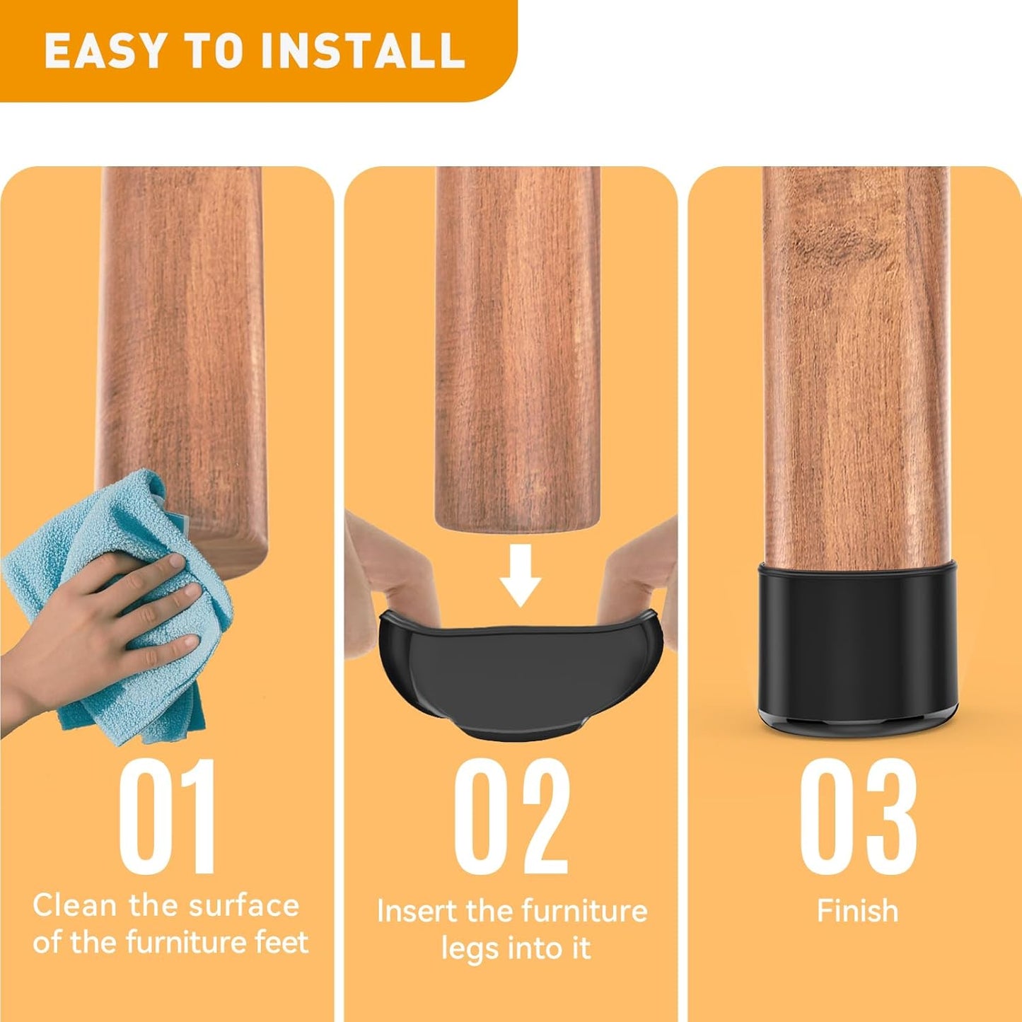 Furniture Sliders,24 PCS Chair Leg Sliders for Carpet, Furniture Movers Sliders, Carpet Chairs Furniture Glides, Floor Protectors, Carpet Moving Sliders Easily Move.(Black, Round Fit:0.9-1.15")