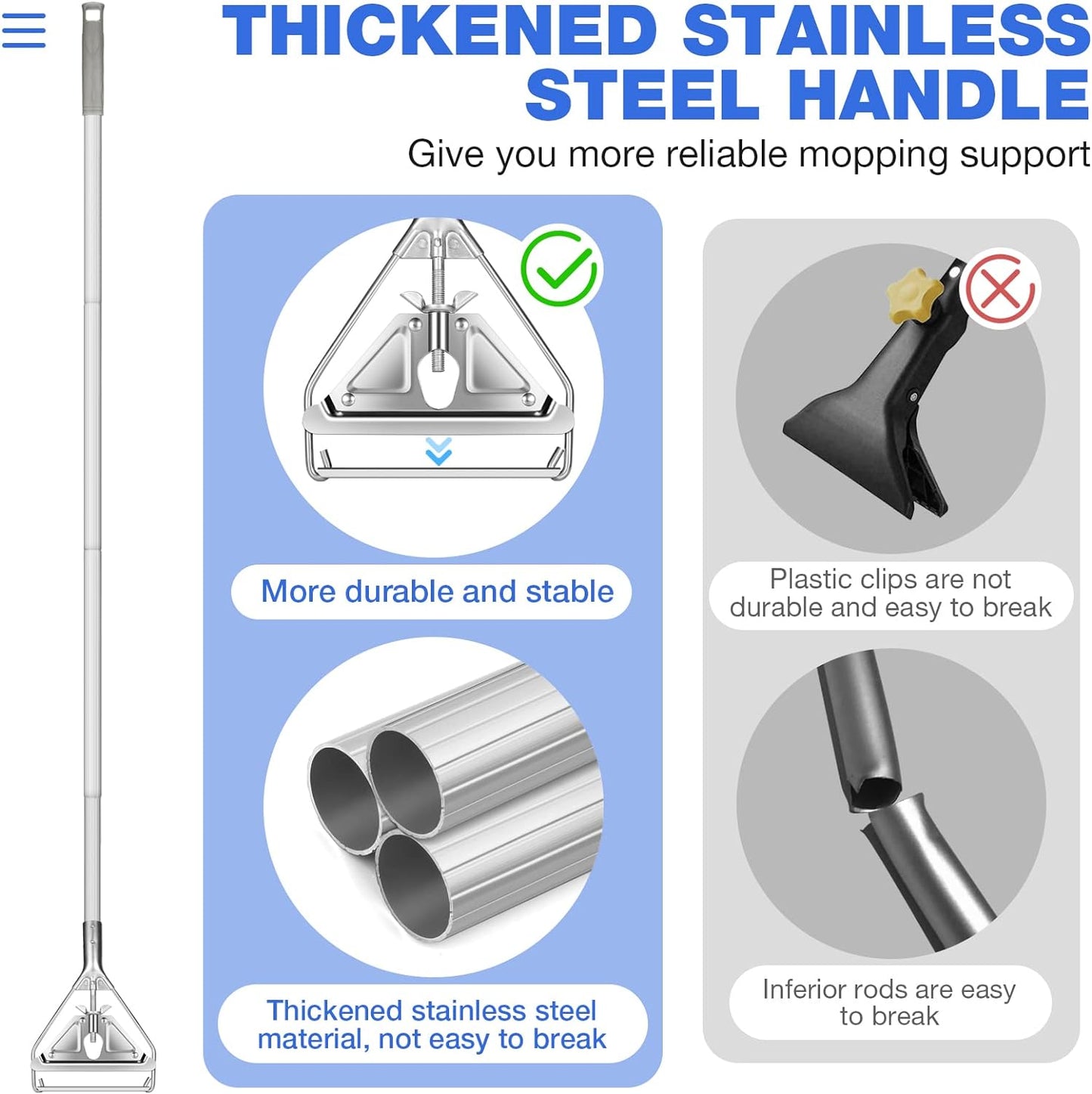 String Mop for Floor Cleaning - Heavy Duty Industrial Commercial Wet Mop with Extra Replacement Head , 59inch Handle, for Home,Garage,Office, Workshop, Warehouse Floor Cleaning