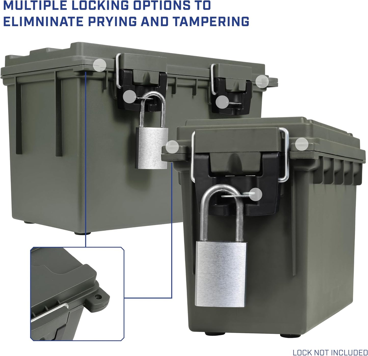 Sheffield 12713 Storage Bins With Lids, 2-Pack Stackable Storage Bins, Made in USA, Lockable and Water-Resistant Containers with Lids, Plastic Containers for Home, Classroom, and Dorm