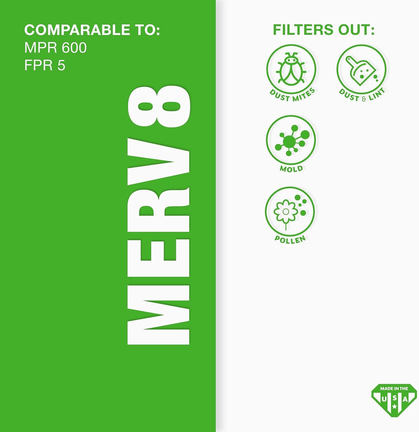 Aerostar 10x12x1 MERV 8-6 Count - High Efficiency Pleated HVAC, Furnace & Air Conditioner Filters - Removes Dust, Lint, Mold & Allergy-Causing Pollen