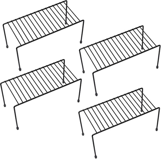 Kitchen Shelves, Cabinet Organization Mini Storage Shelf, Storage Rack Organizer for Kitchen, Fridge, Cabinet, Bathroom (Black 4)