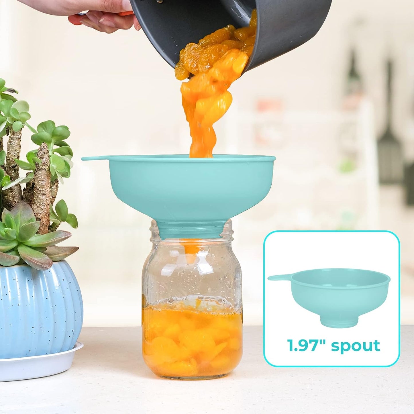 Wide Mouth Kitchen Funnel, Food Grade Plastic Cooking Canning Funnel with 4 Sizes Spouts for Filling Wide and Regular Mason Jars, Spray Dropper Oil Bottle Jug Spices Shampoo Sauce