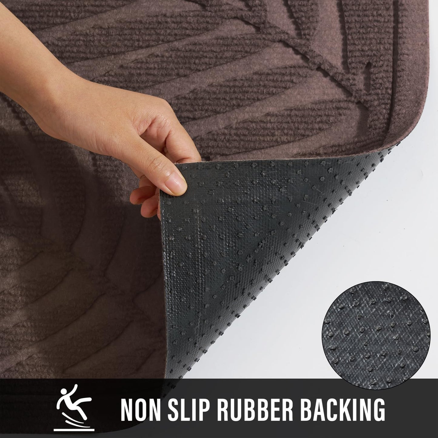 Front Door Mat, Absorbent Resist Dirt Welcome Door Mat Indoor Outdoor, Waterproof Doormat, Sturdy Non Slip Backing, Fade Resistant, Low Profile Entry Mat for Entryway, 47×32, Coffee