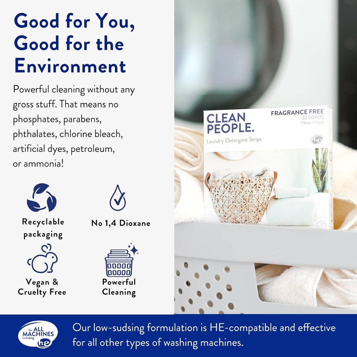 The Clean People Lavender Laundry Detergent Sheets - Laundry Soap - Ultra Concentrated, Recyclable Packaging, Stain Fighting - Lavender, 96 Pack