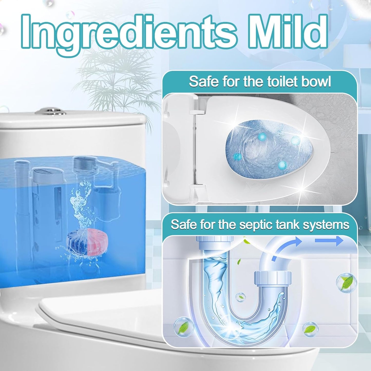 Toilet Bowl Cleaner Tablets 40 Packs, Two Colors Toilet Bowl Cleaners with Sustained-Release Technology, Keep Bathroom Toilet Stain Free and Prevent Limescale Buildup, 106oz