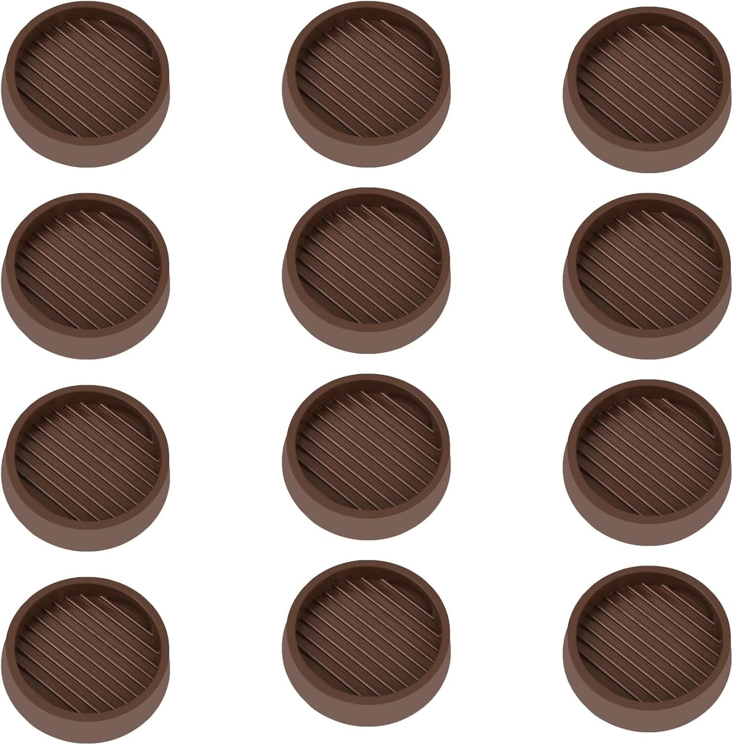 2X2 Round Rubber Caster Cups, Non Slip Furniture Pads, Anti-Slip Gripper, Anti Skid Furniture Feet, Anti Slide Floor Protector for Bed Couch Table Chair Stoppers (Brown, 12 Pack)