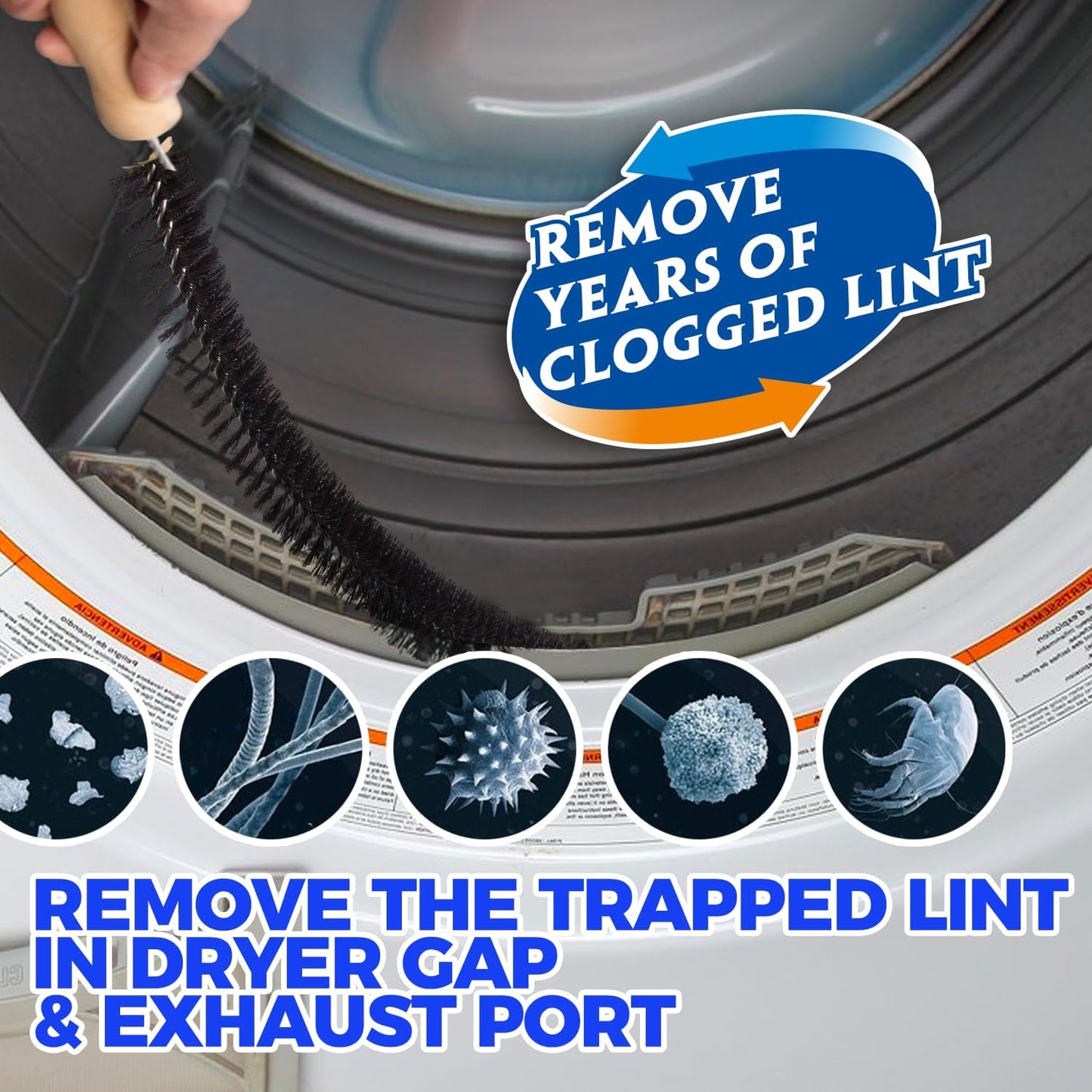 Holikme 50 Pieces 32 Feet Dryer Vent Cleaner Kit, Dryer Cleaning Tools, Include Dryer Vent Brush, Omnidirectional Blue Dryer Lint Vacuum Attachment, Dryer Lint Trap Brush, Vacuum & Dryer Adapters