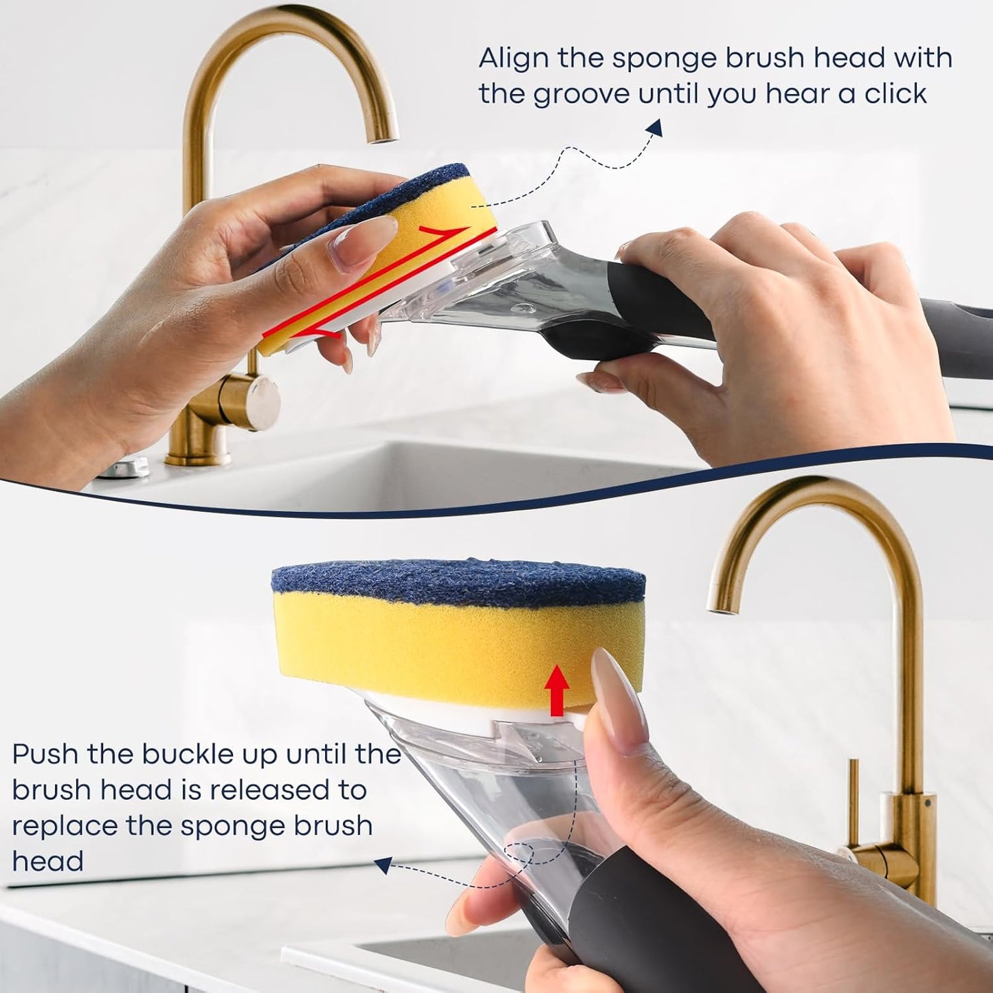 Sponge Brush Refills for OXO Dish Brush, 8 Pack Soap Dispensing Dish Refills, Scrub Replacement Head for Scrubber, Sponge Replacement Head Fits Soap Dispensing Handle