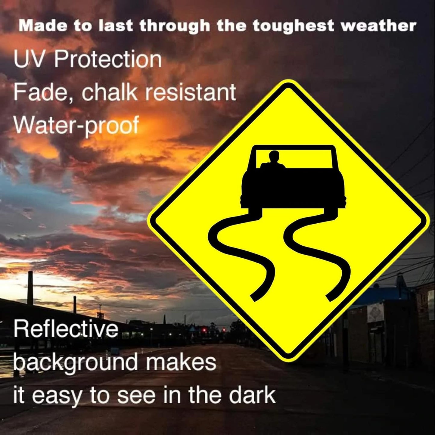 Municipal Supply & Sign Co 18 x 18 Slippery When Wet Sign - Prominent 3M High Intensity Prismatic Reflective Sheeting - MUTCD Compliant Safety Sign with a Solid 10-Year 3M Warranty.