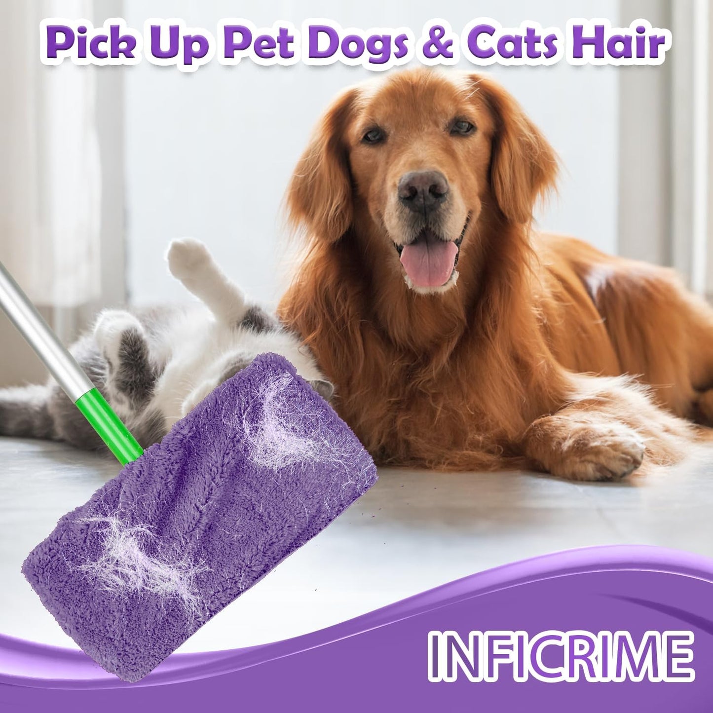 6 Pack Reusable Microfiber Mop Pads Compatible with Swiffer Sweeper Mop, Dry Sweeping Cloths & Wet Mopping Cloths, Washable Mop Pads for Surface/Hardwood Floor Cleaning (Mop is Not Included)