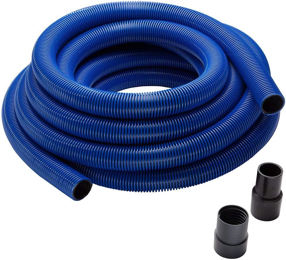 Rockler 40’ Heavy-Duty Shop Vacuum Hose Dust Collector - 1-1/2” Helix Design Shop Vac Hose - Polymer Dust Collection w/Swiveling Ports Prevent Twisting & Tangling - Woodworking Dust Collectors