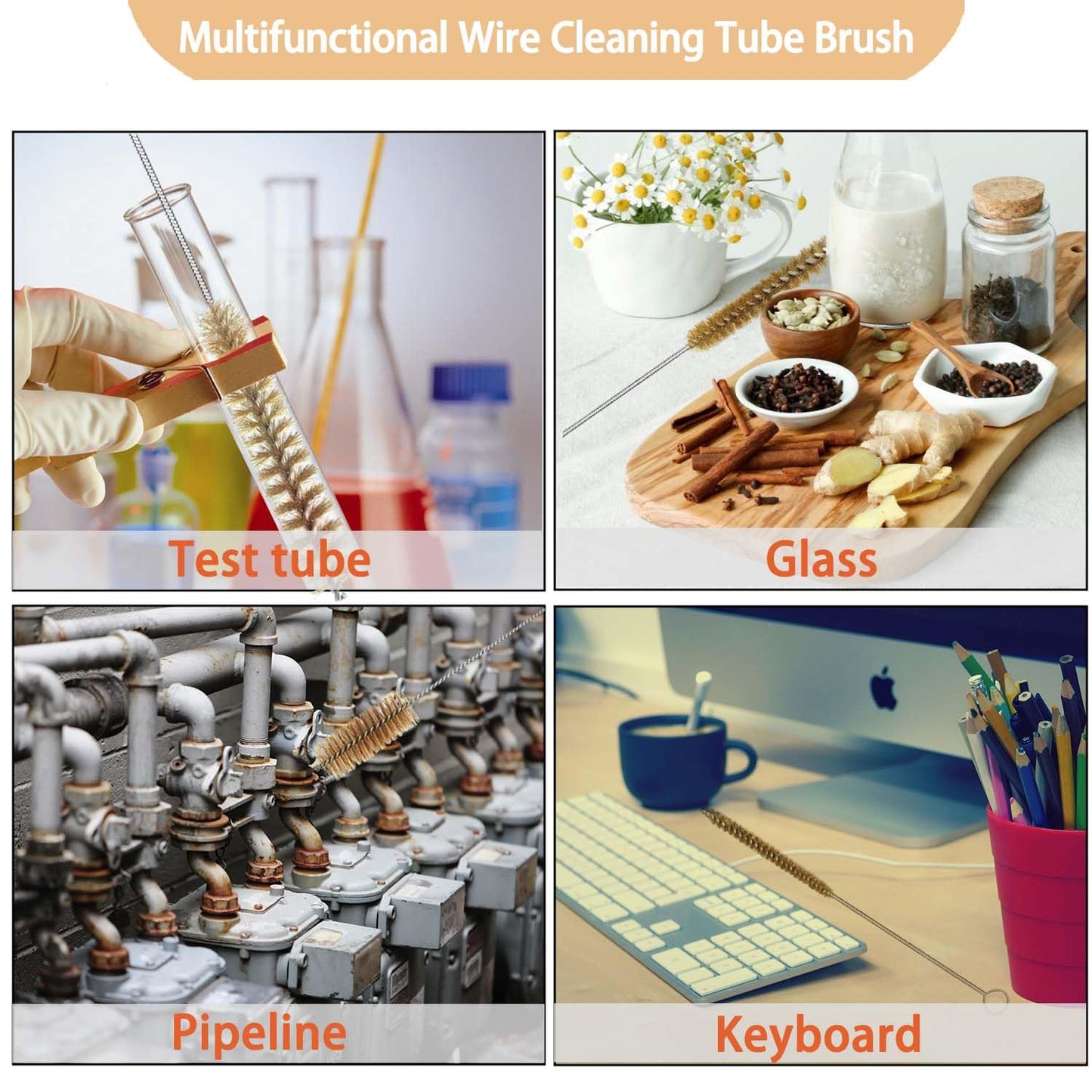 7pcs Brass Tube Brushes Bottle Brush Wire Tube Brushes,Long Wire Cleanling Brushes,Tube Cleaning Lab Brushes Straw Cleaner Brush Wire Bottle Brush Pipe Cleaner for Tubes,Bottle,Glass