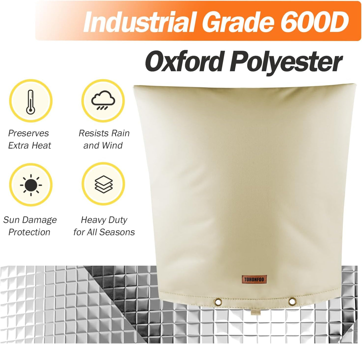 Backflow Preventer Pipe Insulation Cover (5°F) - Irrigation Sprinkler Valve Insulated Pouch - Water Well Pump Cover - Sturdy 5 Layers for Winter Freeze Protection, 30" W x 30" H, Beige