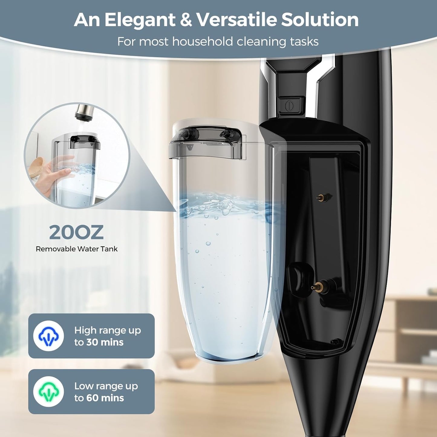 Steam Mop, 12-in-1 Powerful Handheld Steam Cleaner Detachable Steam Mops for Floor Cleaning, 550ML Removable Tank, 23FT Power Cable, MultiPurpose Steamer for Hardwood, Tile, Grout, Furniture