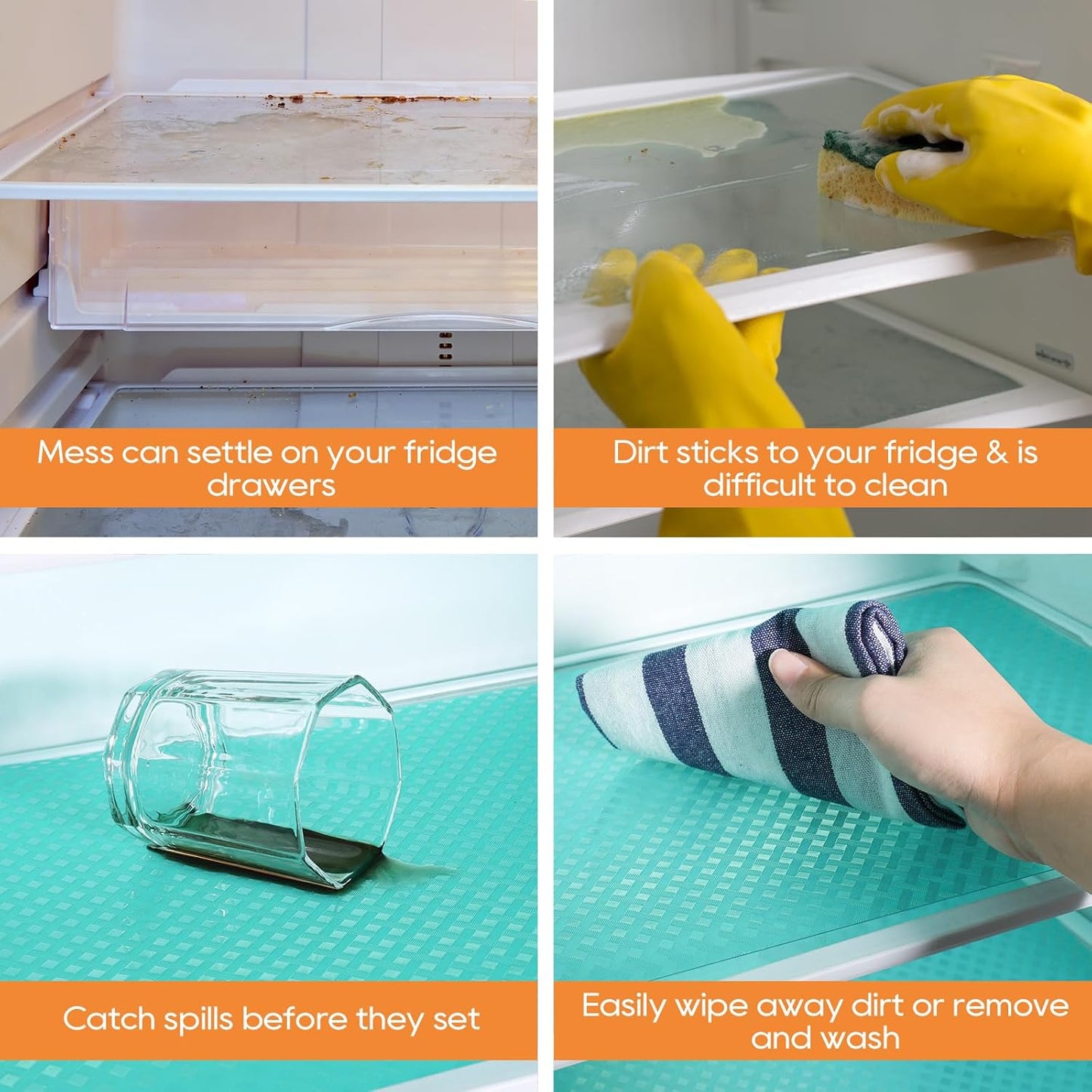 Blue Shelf Liners for Kitchen Cabinets Refrigerator Liners Waterproof & Oil-Proof Kitchen Cupboard Liner Drawer Mats EVA Material Non Adhesive Fridge Liner for Shelves 23.6 x 393.7 Inches