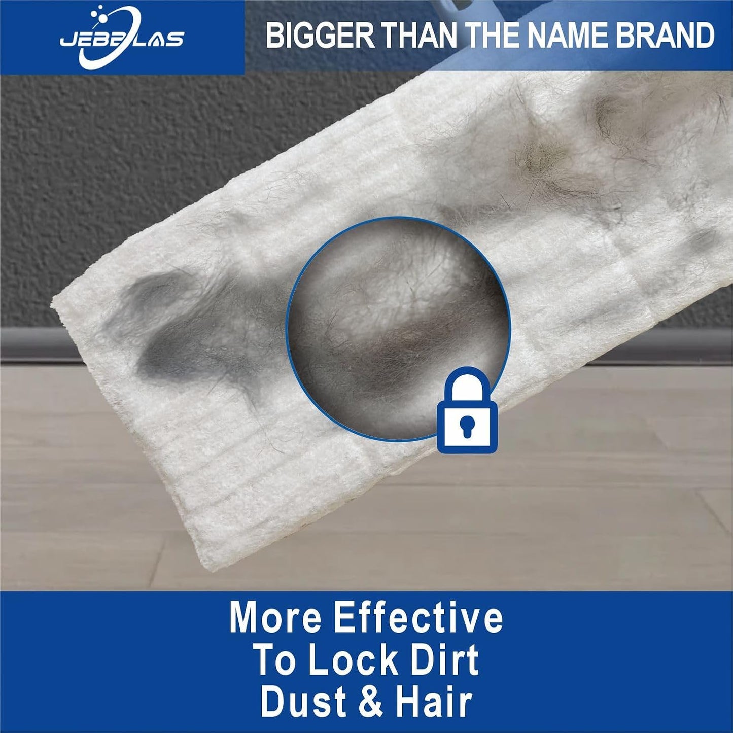 JEBBLAS Disposable Mop Cloth Dry Sweeping Pad for Flat Mop Sweeping Cloths Multi Surface Refills, 60 Pcs/Pack