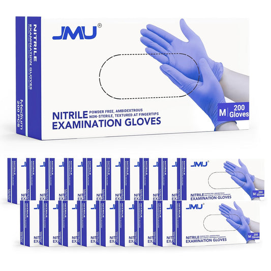 JMU Nitrile Gloves Medium Bulk 4000 Count, 3.5 Mil Disposable Gloves Latex-Free, Violet Blue
