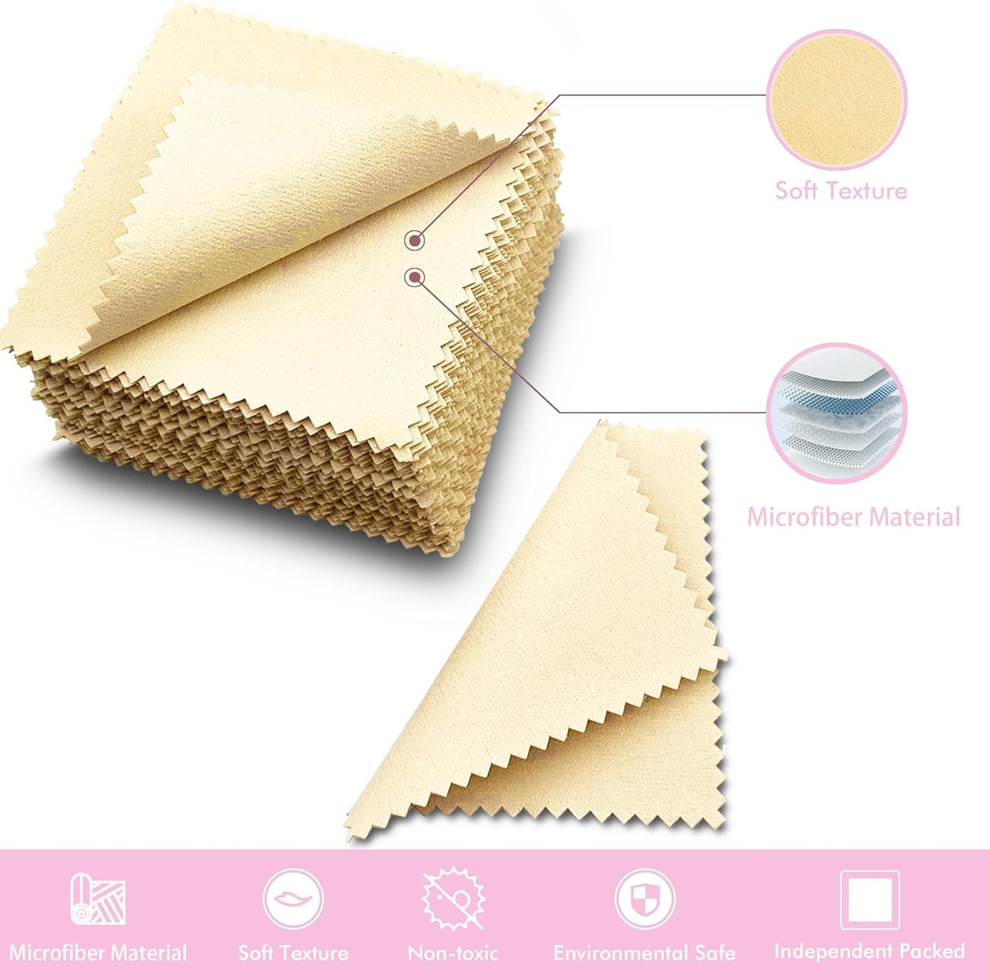 XIAOXINGYUN 120 PCS Jewelry Cleaning Cloth Jewelry Polishing Cloths Individually Wrapped Silver Cleaning Cloth for Jewelry Sterling Silver, Gold, Platinum,Coins, Watch (3.15 x 3.15 Inches)