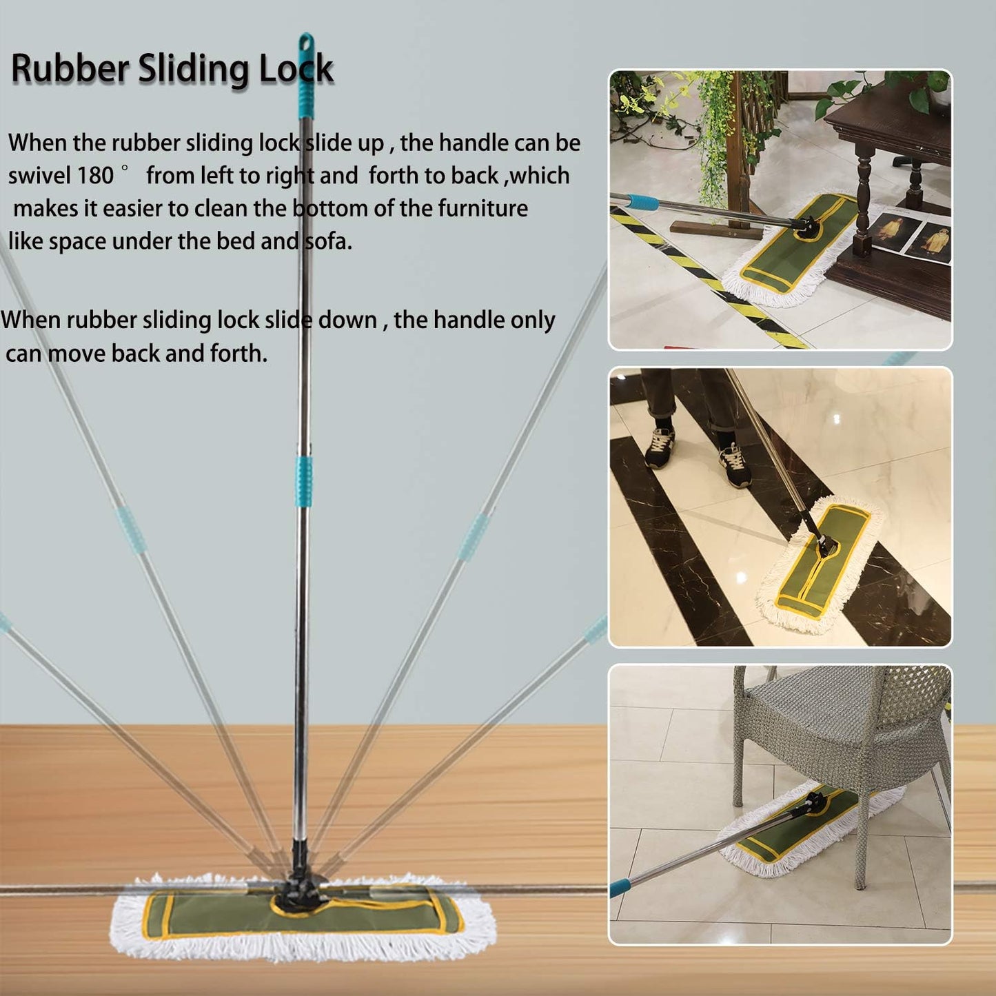 OFO 24inch Industrial Commercial Dust Mop 2 Sets // Heavy Duty Dust Mop // 63inch Length Stainless Steel Handle //Easily Clean Large Area Factory,Shopping Mall,Garage