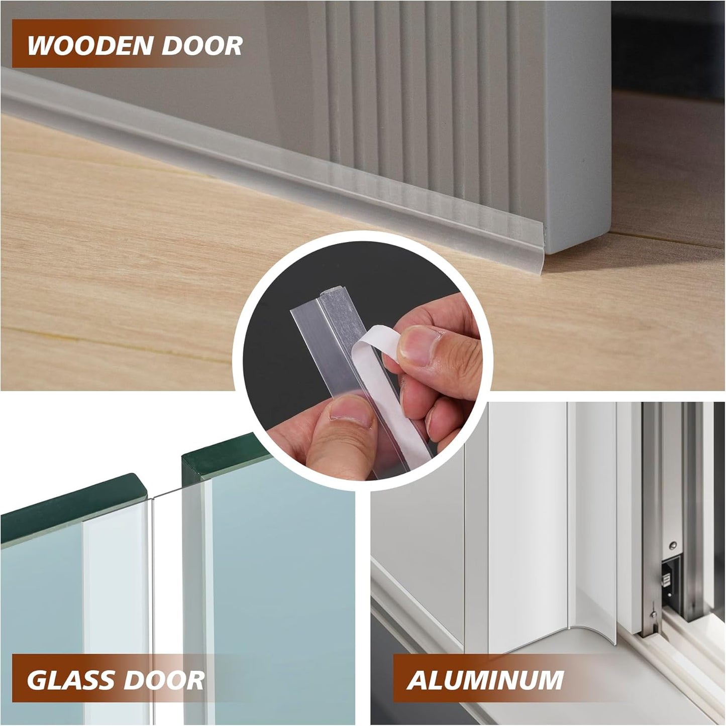 RECAPS 35mm 16.4 Feet Silicone Weather Stripping Door Seal, Transparent Under Door Gap Filler for Draft Stopper Adhesive Doors Windows and Shower Glass Gaps