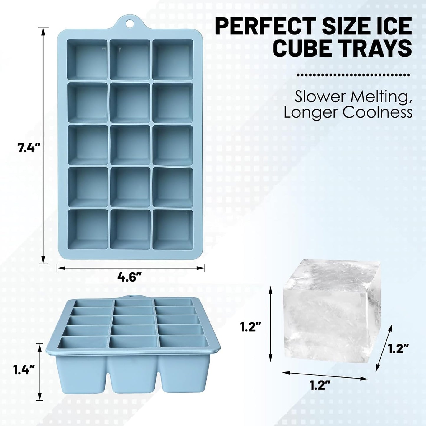 Silicone Ice Cube Trays 3Packs, Easy Release Ice Cube Molds with Lid, Freezer Stackable Ice Maker for Whiskey, Baby Food, BPA Free (3, Blue+Green+Yellow)