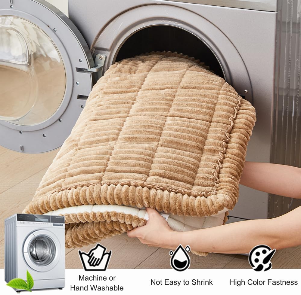 Couch Cover for Dogs Washable, Fuzzy Pet Couch Covers for 3 Cushion Sofa Pet Friendly, Non Slip Sofa Cover (Light Brown, 27.6" x 82.7"/70 x 210cm)