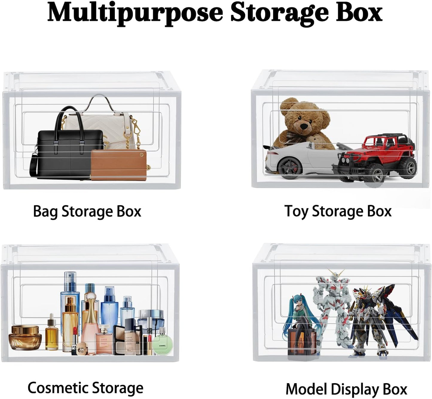 8 Pack Shoes Box Display Case Thicken Shoe Organizer Stackable Boxes for Closet Space-Saving Shoe Rack, Size 13 Clear