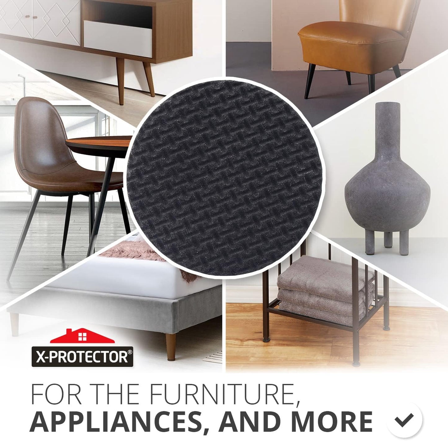 X-PROTECTOR Non Slip Furniture Pads - 8 pcs Premium Furniture Grippers 2"! Self-Adhesive Rubber Feet Furniture Feet - Ideal Non Skid Furniture Pad Floor Protectors - Keep Furniture in Place!
