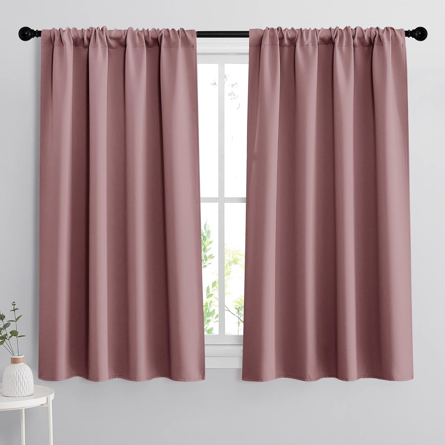 RYB HOME Blackout Curtains for Bedroom - Thermal Insulating Privacy Window Curtains for Kids Nursey Dining Bathroom Home Office Decor, Width 42 x Length 45 inches, Dusty Rose, 2 Panels