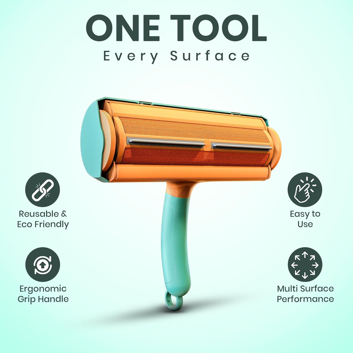 CALMZY Pet Hair Removal Tool, Reusable Lint Roller for Pet Hair, Dog Hair Remover Couch for Cleaning Rug, Carpet, Bed, Cat Hair Remover & Updated 2025, Pet Hair Remover Roller (Green and Orange)