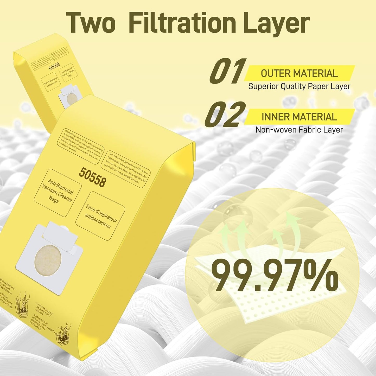 50558 Vacuum Cleaner Bags Replacement for Kenmore Canister Type C/Q 5055, 50555, 50557, 50558 and Pana·sonic Type C-5, C-18, 200 Series, 400 Series, 600 Series, 800 Seires Vacuum - 36 Pack