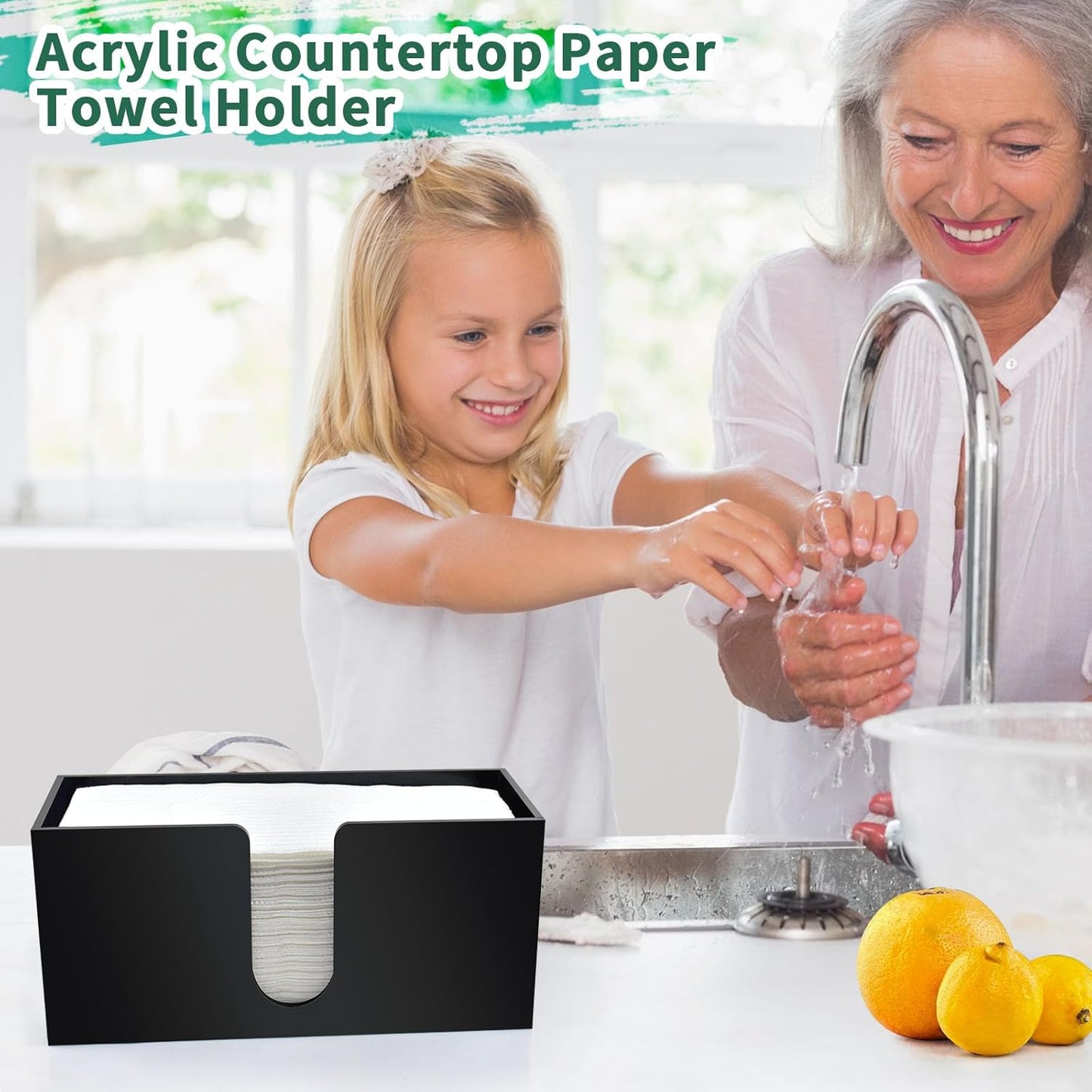 4Pack Black Acrylic Countertop Paper Towel Dispenser, Napkin Dispenser, Multifold Acrylic Paper Towel Dispenser for Z Fold C Fold Trifold Paper Towels for Bathroom Toilet Kitchen Restaurant (4)