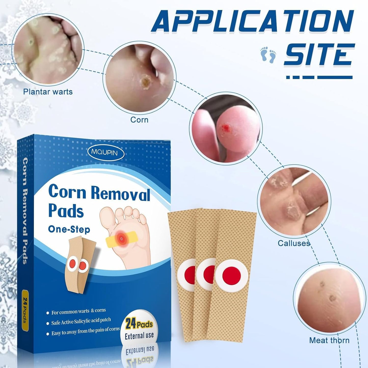 24 Count Corn Removal Pads for Feet and Toe, Corn Feet Remover for Feet Extra Strength, Callous Remover