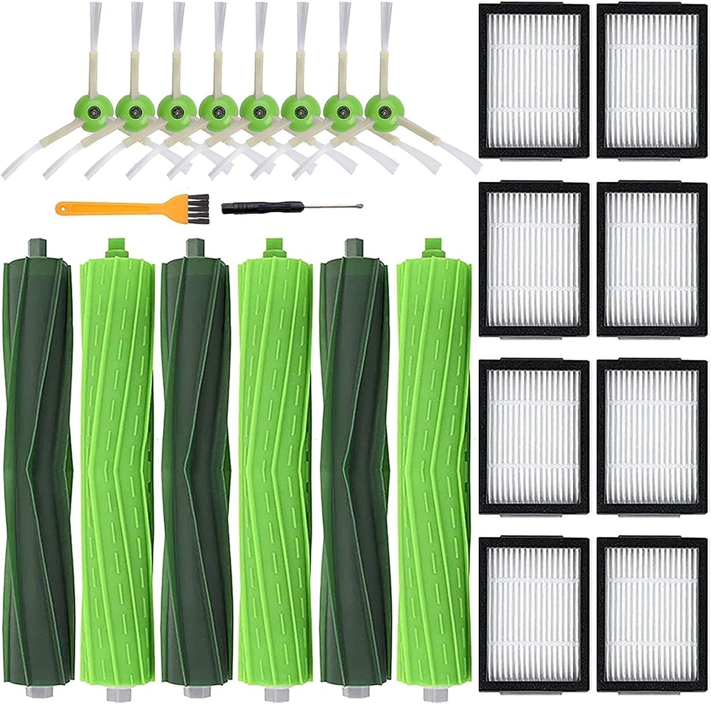 19 Pack Replacement Parts Compatible for Roomba j7 j7+/Plus E5 E6 E7 i7 i7+ i3 i3+ i4 i4+ i6 i6+ i8 Vacuum Cleaner, Replenishment Kit 2 Set Roller Brushes,8 Filters,8 Side Brushes