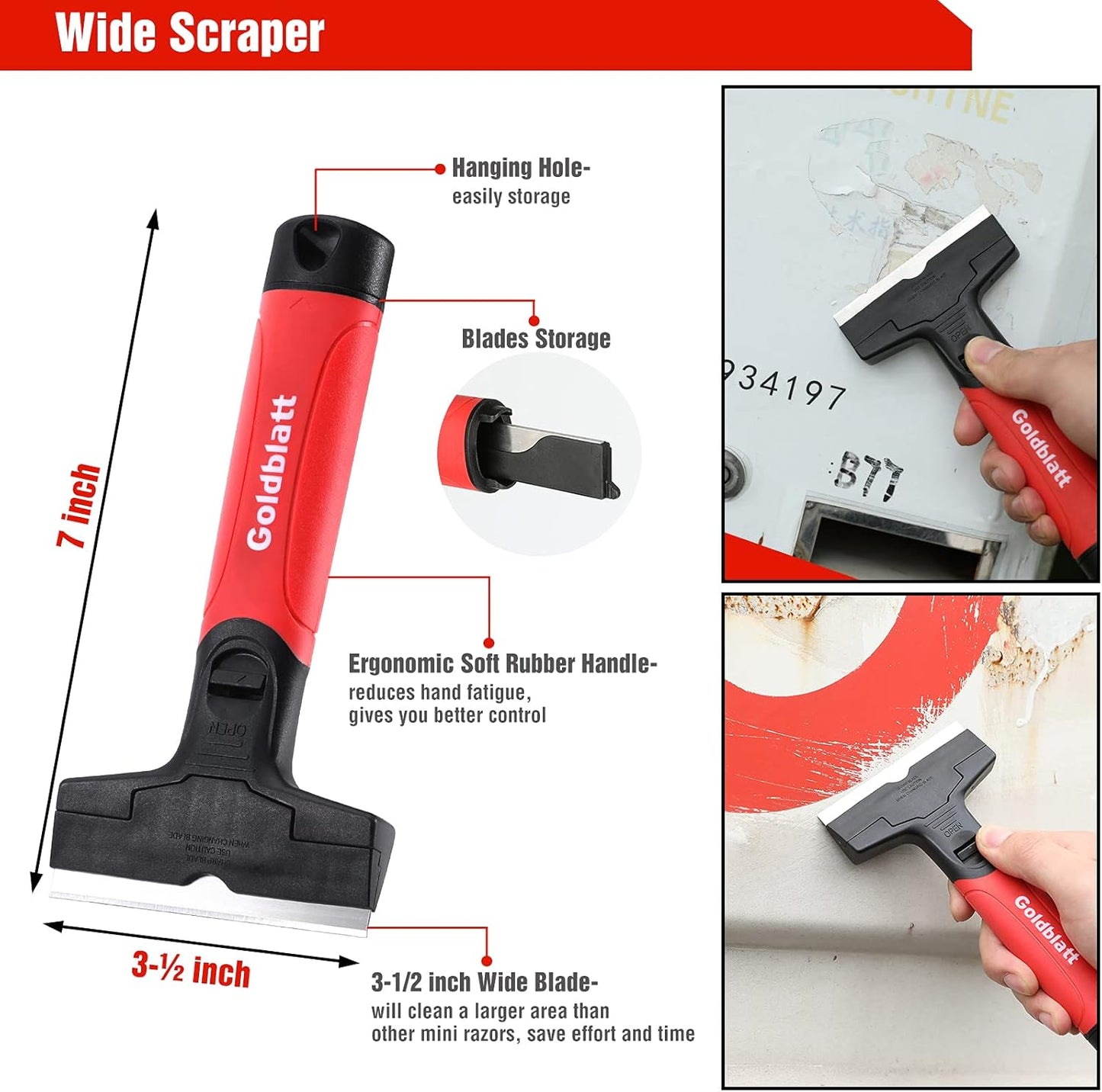 Goldblatt 2 Pieces Razor Blade Scraper with 20-piece Blades, Razor Scraper Tool, Razor Holder for Cleaning Glass Cooktop, Window, Decals, Stickers, Labels, Caulk, Adhesive, Paint Glue Removal