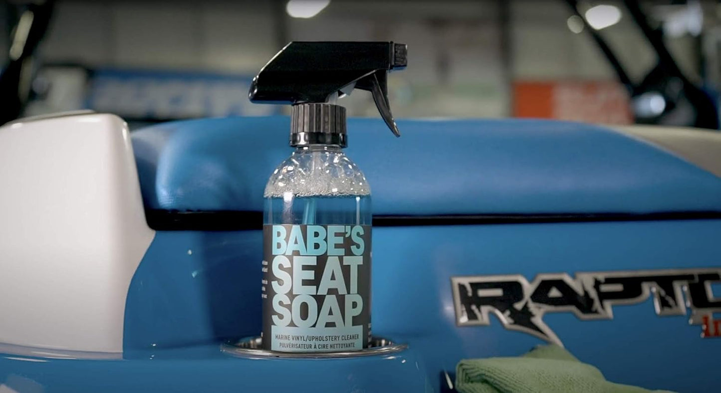 Babe’s Seat Soap – Marine Vinyl, Plastic & Leather Cleaner for Boat Seats – Cleans, Conditions & Protects Upholstery from Suntan Oil & Dirt - 1 Pint/Spray