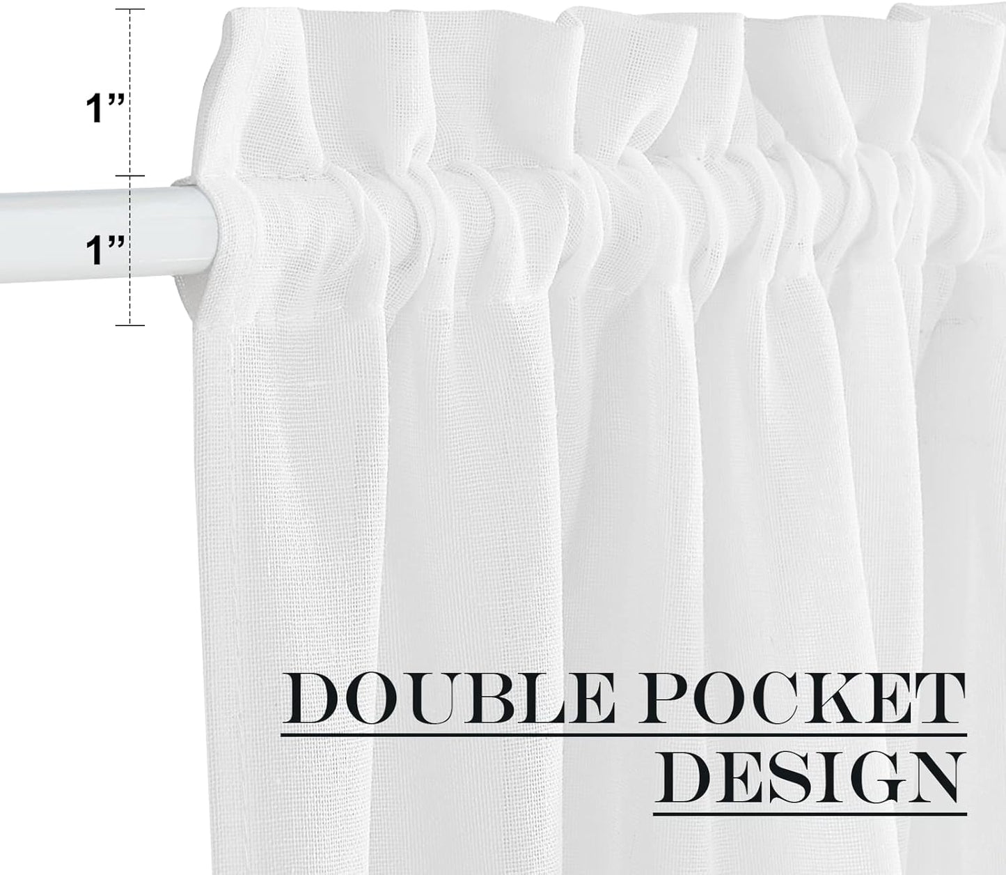 NICETOWN Door Window Curtain - White Sheer Curtain Light Filter French Blinds Top and Bottom Rod Pocket Front Door Shade for Glass Patio, 1 Panel, 52" Wide x 40" Long